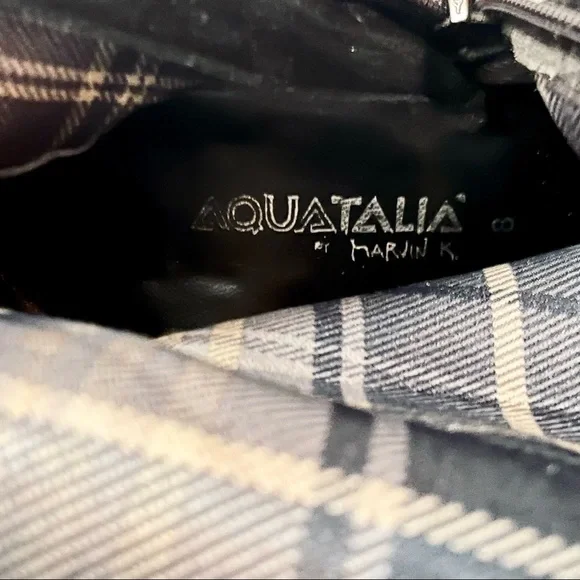 Aquatalia Tall Quilted Black Wedge Heel Boots - Picture 4 of 13